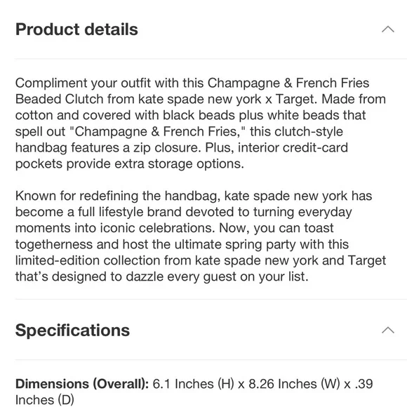 Champagne & French Fries Beaded Clutch - kate spade new york x Target - Picture 6 of 7